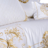 White Egyptian Cotton Bedding Gold Accent