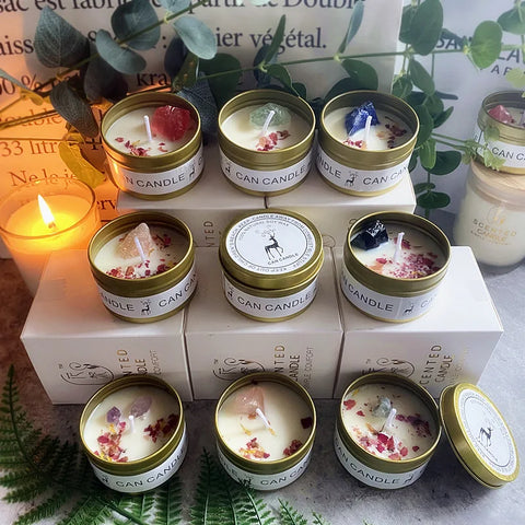 Stone Dried Flower Fragrance Candle Tin ::: Soy Wax