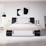 Modern Iron Plate Leatherette Platform Bed