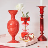 Floriddle Red Glass Taper Candle Holder