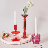 Floriddle Red Glass Taper Candle Holder