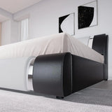 Modern Iron Plate Leatherette Platform Bed