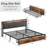 Platform bed with Storage and Charging Station