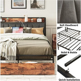 Platform bed with Storage and Charging Station