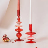 Floriddle Red Glass Taper Candle Holder