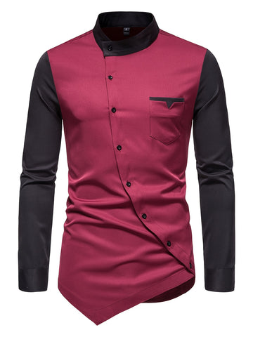 Men's Henley Collar Long Sleeve Shirt